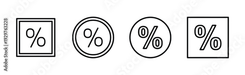 Percentage symbols in various shapes and styles