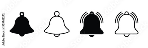Set of bell icons with different states and styles