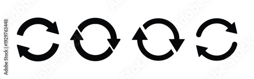 Set of circular arrow icons for refresh, repeat, and loading processes