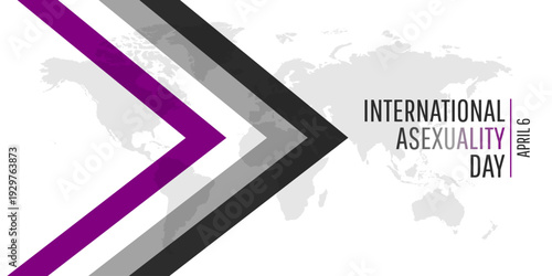 International Asexuality Day with pride flag and world map. Vector illustration