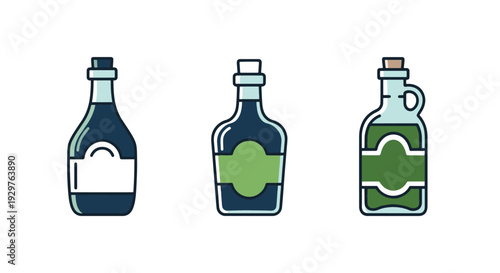 Vinegar Bottle Line creative shape color illustration