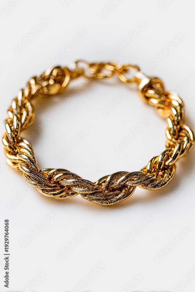 Obraz premium Elegant gold bracelet on a pure white background