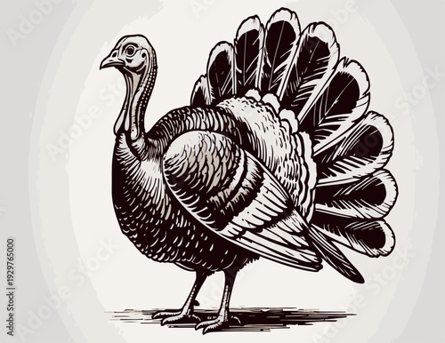 Hand drawn vector illustration of a wild eagle and farm turkey set featuring a cartoon bird poultry design with feathers and beak icons for Thanksgiving art