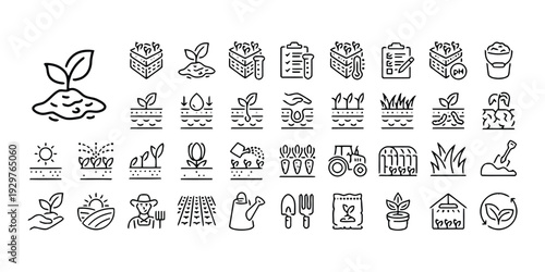 Set of farming and gardening flat icons