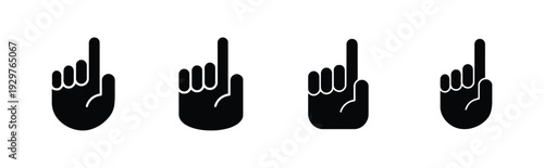 Set of four black hand icons with index finger raised, indicating number one or pointing gesture