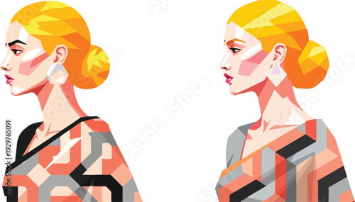 Geometric low poly woman profile illustration vector