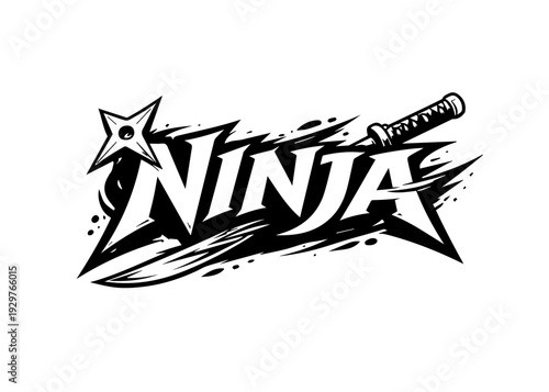 Ninja stylized text vector 
Vector stylized text on a white background