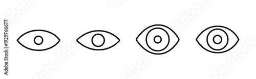 Set of four eye icons in various styles from simple to complex outline