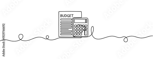 Budget sheet and calculator displayed in continuous line layout. No editable stroke