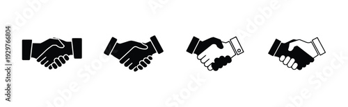 Set of handshake icons illustrating agreement and partnership in business