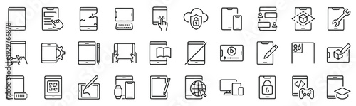 Set of mobile device and technology icons for web and app development