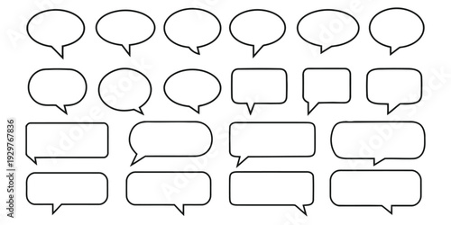 Set of speech bubbles and text balloons in various shapes and styles