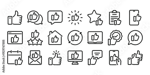 Set of thumbs up icons representing positive feedback and customer satisfaction