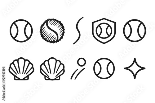 Set of various icons for sports and nature themes