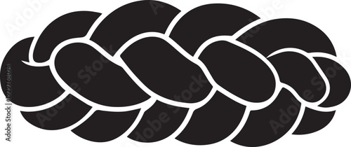 Braided Challah Bread Silhouettes Isolated on White for Jewish Bakery Branding