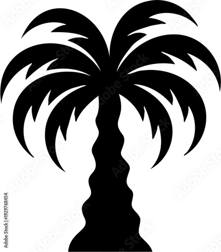 Tropical Palm Tree Silhouette Vector Illustration Isolated on White Background