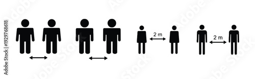 Social distancing icons depicting people maintaining safe distance