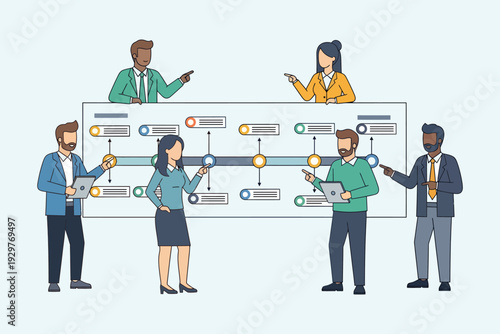 Team collaboration and project planning with a visualized workflow timeline