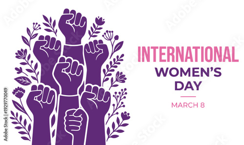International Women's Day. Women in leadership, woman empowerment, gender equality, girl power concepts. Crowd of women of diverse age, races and occupation. Vector horizontal