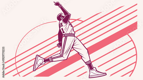Dynamic baseball player throwing a ball with motion and energy