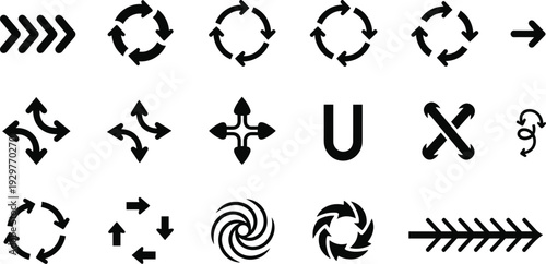 Collection of arrows and directional symbols