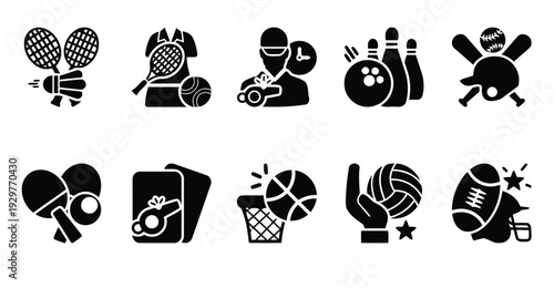 Sports icons set representing various athletic activities and games vector illustration