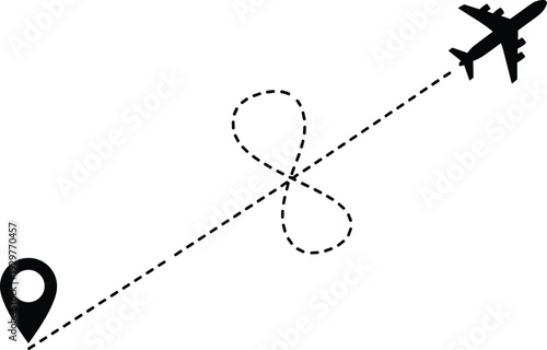 Airplane flying in a loop from a location