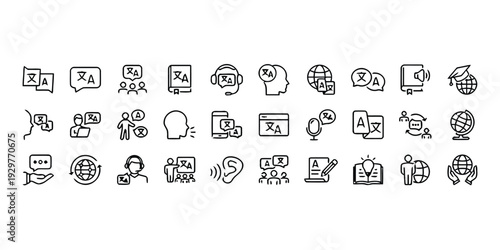 Translation and language icons for communication services