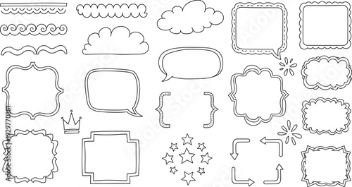 Collection of various photo frame and border illustrations