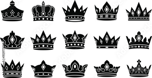 Collection of 12 unique crown illustrations