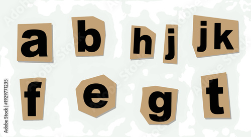 Assorted Lowercase Alphabet Letters Crafted from Cut Paper Creating a Collage on a Textured White Surface