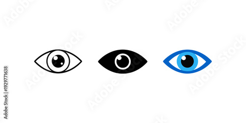Eye Vision Icons Set Vector