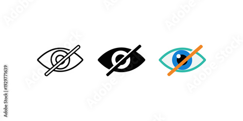 Hidden Eye Privacy Icons Set Vector