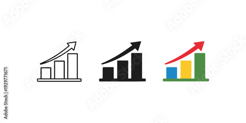 Business Growth Bar Chart Icons Set Vector