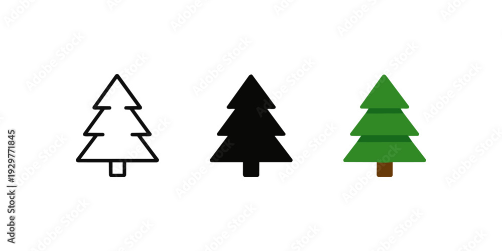 Fototapeta premium Christmas Tree Icons Set Vector