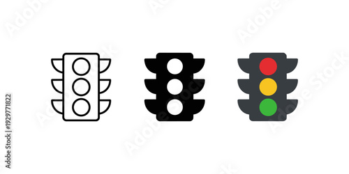 Traffic Light Icons Set Vector