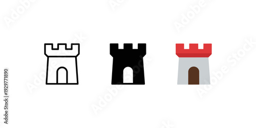Castle Tower Icons Set Vector