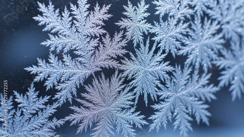 Intricate ice crystals detailed close up of natural frost formation