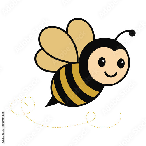 Wallpaper Mural Smiling Bee Cartoon Silhouette Vector, Cute Honey Insect Character Design Torontodigital.ca