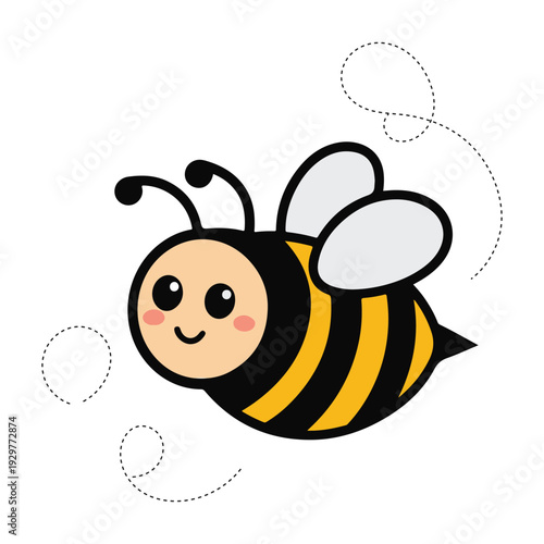 Wallpaper Mural Big Cute Bee Silhouette Vector, Adorable Honey Insect Cartoon Illustration Torontodigital.ca