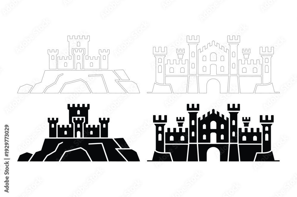 Naklejka premium Castle and fortress icons