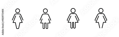 Woman symbol icons set line art flat design vector illustration