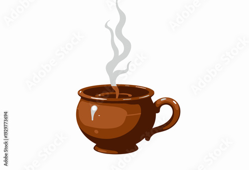 Warm and Inviting Ceramic Mug with Steaming Hot Beverage on a Minimalist Plain Background