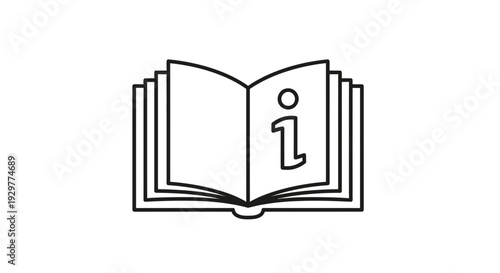 information book icon, open book with info symbol