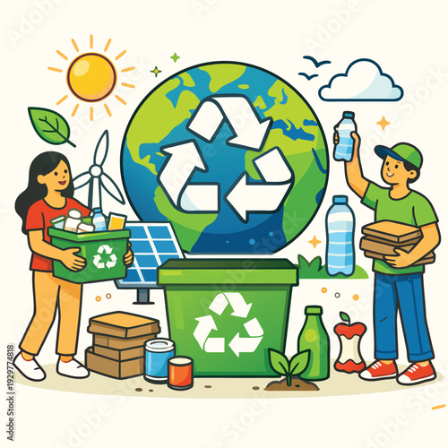 Children participate in recycling and sustainable practices to protect a healthy planet earth high-quality professional