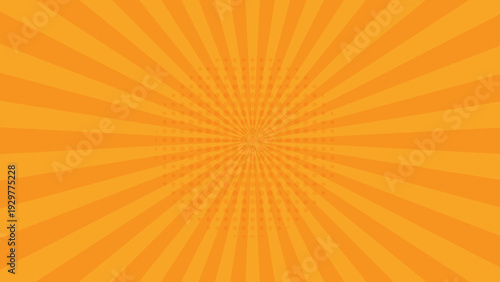 Orange Sunburst Background with Halftone Dots Retro Comic Style Radial Rays Abstract Bright Burst Wallpaper