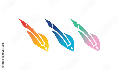 Abstract pen letter symbol with gradient colors, unique suitable symbol for study