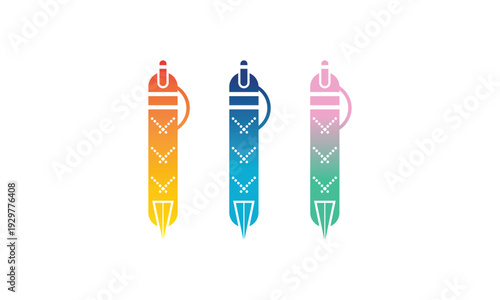 Abstract pen letter symbol with gradient colors, unique suitable symbol for study