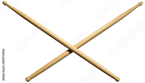 Crossed wooden drumsticks on a black background, symmetrical composition