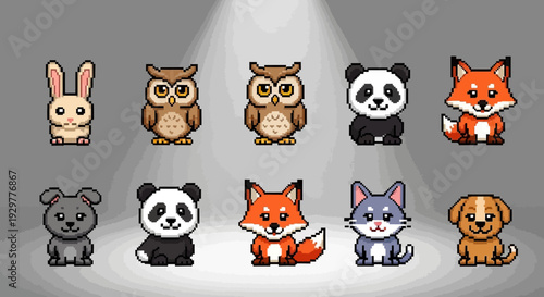 Cartoon animal collection diverse illustrations of various mammals and birds